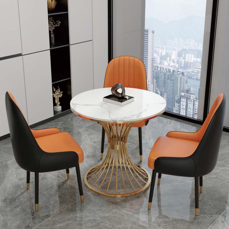 Mesa de comedor redonda moderna para mesa de comedor de cocina con base de metal