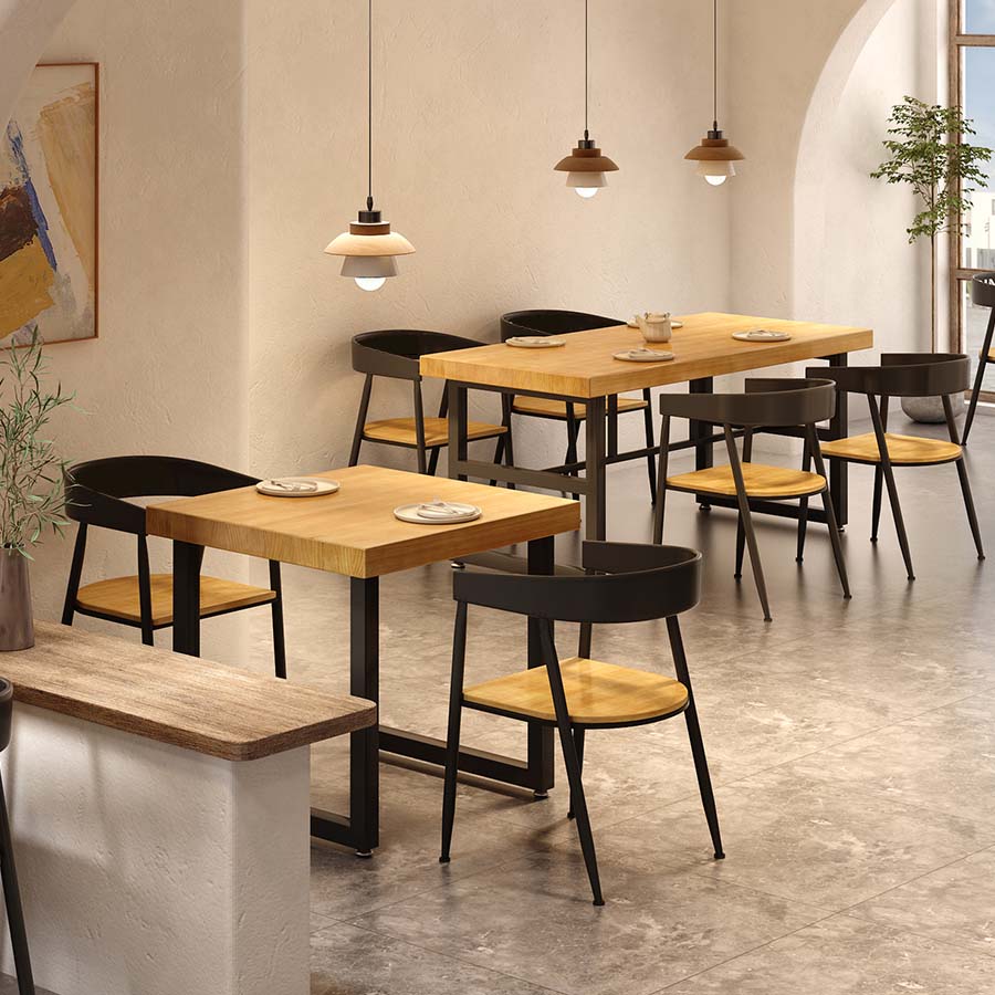 Natural Finish Table with Metal Frame Industrial Solid Wood Top Dining Table Clearhalo 'Dining Tables & Seating' 'Dining Tables' 'dining_table' 'furn' 'furn_dining_table' 'Furniture' 'Kitchen & Dining Furniture' 6569930