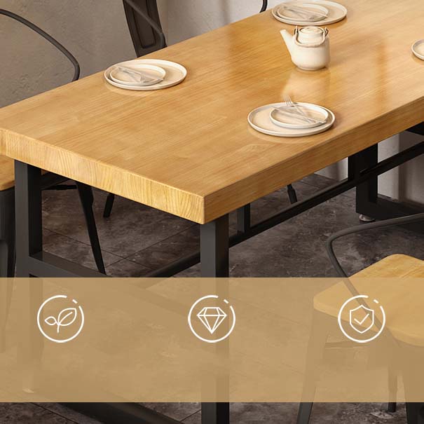 Natural Finish Table with Metal Frame Industrial Solid Wood Top Dining Table Clearhalo 'Dining Tables & Seating' 'Dining Tables' 'dining_table' 'furn' 'furn_dining_table' 'Furniture' 'Kitchen & Dining Furniture' 6569932