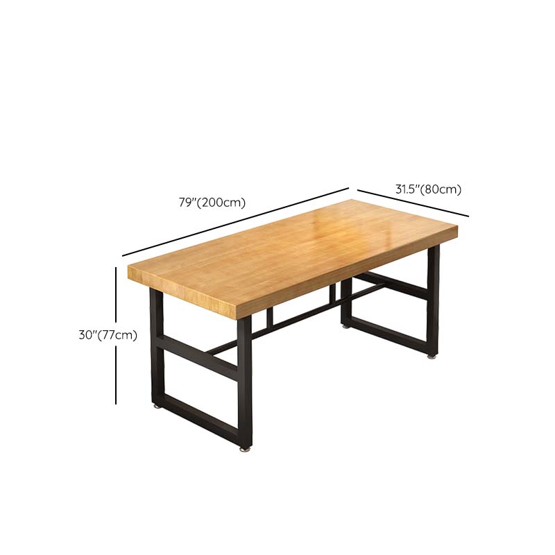 Natural Finish Table with Metal Frame Industrial Solid Wood Top Dining Table Clearhalo 'Dining Tables & Seating' 'Dining Tables' 'dining_table' 'furn' 'furn_dining_table' 'Furniture' 'Kitchen & Dining Furniture' 6569939