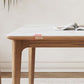 White Stone Top Table with Ash Wood Legs Mid-Century Modern Dining Table