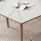 White Stone Top Table with Ash Wood Legs Mid-Century Modern Dining Table