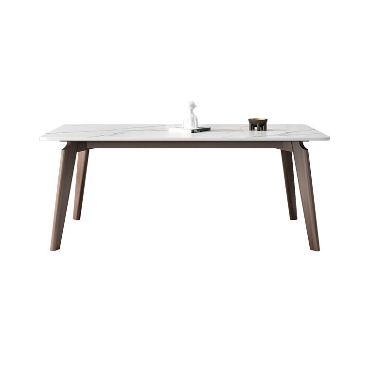 Table à plateau en pierre avec cadre en bois de frêne Table de salle à manger rectangulaire du milieu du siècle