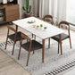 Massief houten frame eettafel uit het midden van de eeuw Witte stenen tafel
