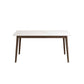 Massief houten frame eettafel uit het midden van de eeuw Witte stenen tafel
