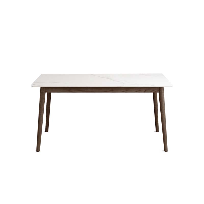 Massief houten frame eettafel uit het midden van de eeuw Witte stenen tafel