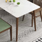 Massief houten frame eettafel uit het midden van de eeuw Witte stenen tafel