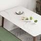 Massief houten frame eettafel uit het midden van de eeuw Witte stenen tafel