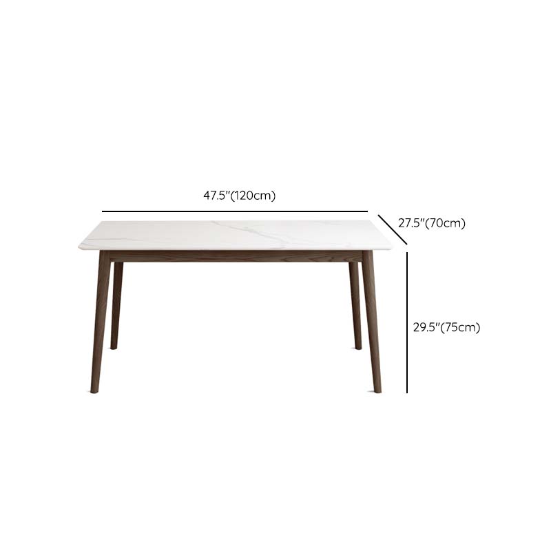Massief houten frame eettafel uit het midden van de eeuw Witte stenen tafel