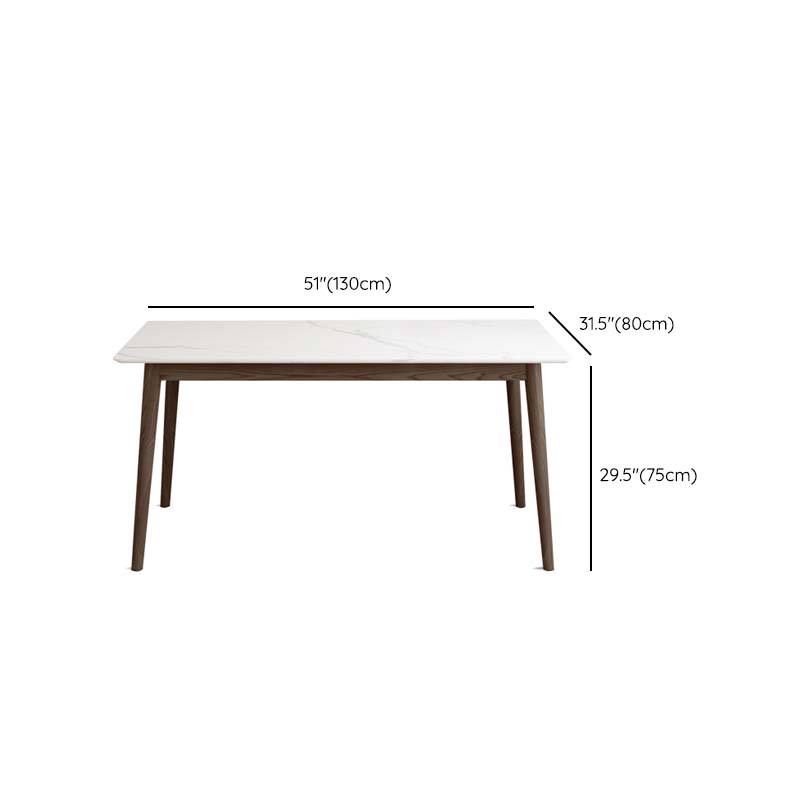 Massief houten frame eettafel uit het midden van de eeuw Witte stenen tafel