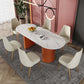 Traditional Luxury Oval Dining Table White Stone Top Dinette Table for Home Orange 63"L x 31.5"W x 29.5"H Without Chairs Clearhalo 'Dining Tables & Seating' 'Dining Tables' 'dining_table' 'furn' 'furn_dining_table' 'Furniture' 'Kitchen & Dining Furniture' 6569980