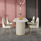 Traditional Luxury Oval Dining Table White Stone Top Dinette Table for Home Beige 70.9"L x 31.5"W x 29.5"H Without Chairs Clearhalo 'Dining Tables & Seating' 'Dining Tables' 'dining_table' 'furn' 'furn_dining_table' 'Furniture' 'Kitchen & Dining Furniture' 6569982