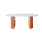 Traditional Luxury Oval Dining Table White Stone Top Dinette Table for Home Orange Without Chairs Clearhalo 'Dining Tables & Seating' 'Dining Tables' 'dining_table' 'furn' 'furn_dining_table' 'Furniture' 'Kitchen & Dining Furniture' 6569983