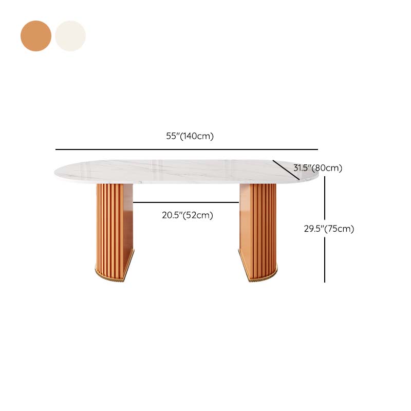 Traditional Luxury Oval Dining Table White Stone Top Dinette Table for Home Clearhalo 'Dining Tables & Seating' 'Dining Tables' 'dining_table' 'furn' 'furn_dining_table' 'Furniture' 'Kitchen & Dining Furniture' 6569988