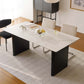Table de salle à manger rectangulaire en pierre frittée de style moderne pour un usage domestique