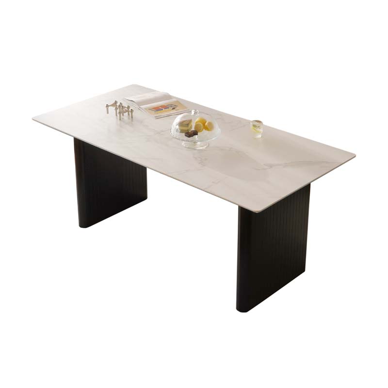 Table de salle à manger rectangulaire en pierre frittée de style moderne pour un usage domestique