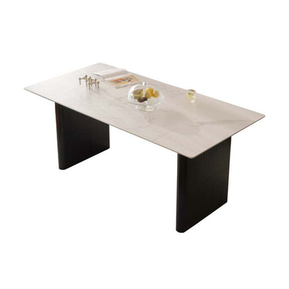 Table de salle à manger rectangulaire en pierre frittée de style moderne pour un usage domestique