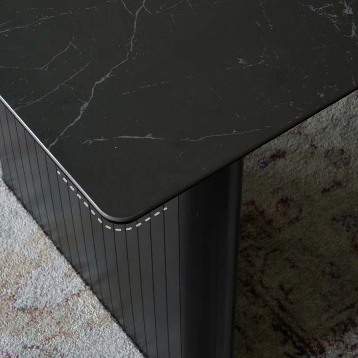 Table de salle à manger rectangulaire en pierre frittée de style moderne pour un usage domestique