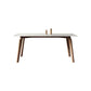 Modern Dining Sintered Stone Table Dining Rectangle Table with Wood Legs for Home