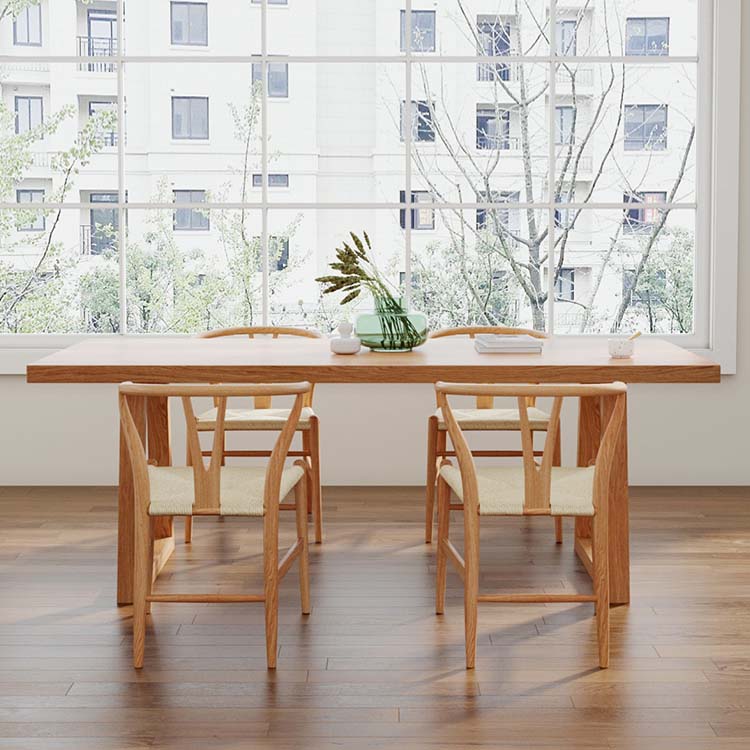 Modern Style Double Pedestal Table Pine Wood Table for Dining Room 86.6"L x 35.4"W x 29.5"H Without Chairs Clearhalo 'Dining Tables & Seating' 'Dining Tables' 'dining_table' 'furn' 'furn_dining_table' 'Furniture' 'Kitchen & Dining Furniture' 6570066