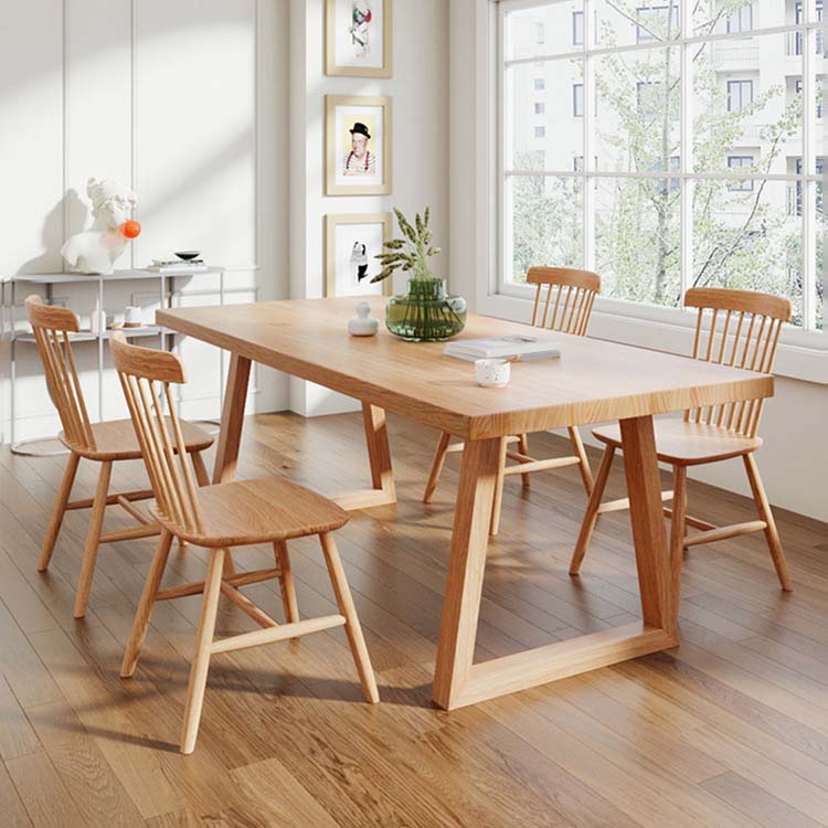 Modern Style Double Pedestal Table Pine Wood Table for Dining Room 55.1"L x 27.6"W x 29.5"H Without Chairs Clearhalo 'Dining Tables & Seating' 'Dining Tables' 'dining_table' 'furn' 'furn_dining_table' 'Furniture' 'Kitchen & Dining Furniture' 6570068