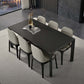 Industrial Dining Sintered Stone Table Dining Rectangle Table with Metal Legs for Home 70.9"L x 31.5"W x 29.5"H Without Chairs Clearhalo 'Dining Tables & Seating' 'Dining Tables' 'dining_table' 'furn' 'furn_dining_table' 'Furniture' 'Kitchen & Dining Furniture' 6570081