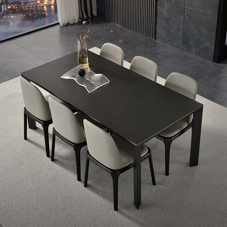 Industrial Dining Sintered Stone Table Dining Rectangle Table with Metal Legs for Home 70.9"L x 31.5"W x 29.5"H Without Chairs Clearhalo 'Dining Tables & Seating' 'Dining Tables' 'dining_table' 'furn' 'furn_dining_table' 'Furniture' 'Kitchen & Dining Furniture' 6570081