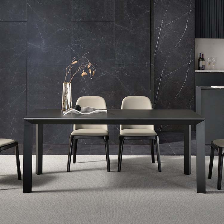 Industrial Dining Sintered Stone Table Dining Rectangle Table with Metal Legs for Home 63"L x 31.5"W x 29.5"H Without Chairs Clearhalo 'Dining Tables & Seating' 'Dining Tables' 'dining_table' 'furn' 'furn_dining_table' 'Furniture' 'Kitchen & Dining Furniture' 6570083