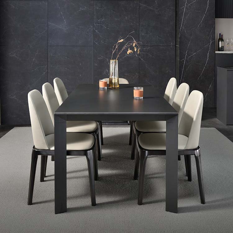 Industrial Dining Sintered Stone Table Dining Rectangle Table with Metal Legs for Home 78.7"L x 35.4"W x 29.5"H Without Chairs Clearhalo 'Dining Tables & Seating' 'Dining Tables' 'dining_table' 'furn' 'furn_dining_table' 'Furniture' 'Kitchen & Dining Furniture' 6570084