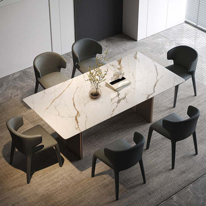 Industriële eetkamertafel van gesinterd steen Rechthoektafel met metalen poten