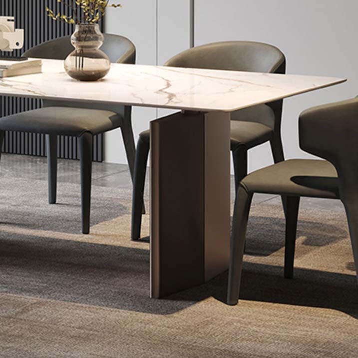 Industriële eetkamertafel van gesinterd steen Rechthoektafel met metalen poten