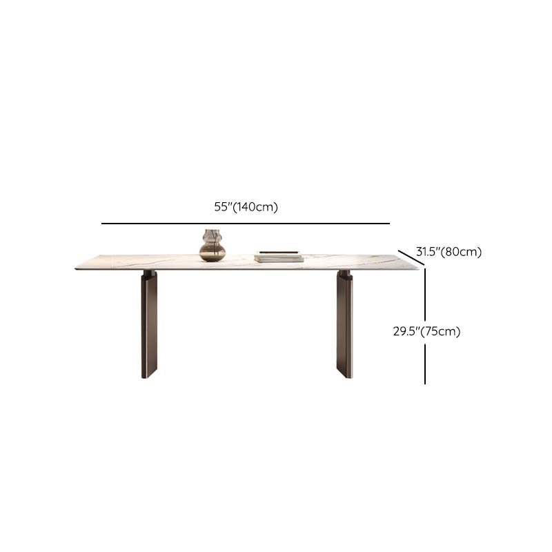 Industriële eetkamertafel van gesinterd steen Rechthoektafel met metalen poten