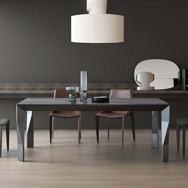 Industrial Dining Table Sintered Stone Rectangle Dining Table for Kitchen Clearhalo 'Dining Tables & Seating' 'Dining Tables' 'dining_table' 'furn' 'furn_dining_table' 'Furniture' 'Kitchen & Dining Furniture' 6570123
