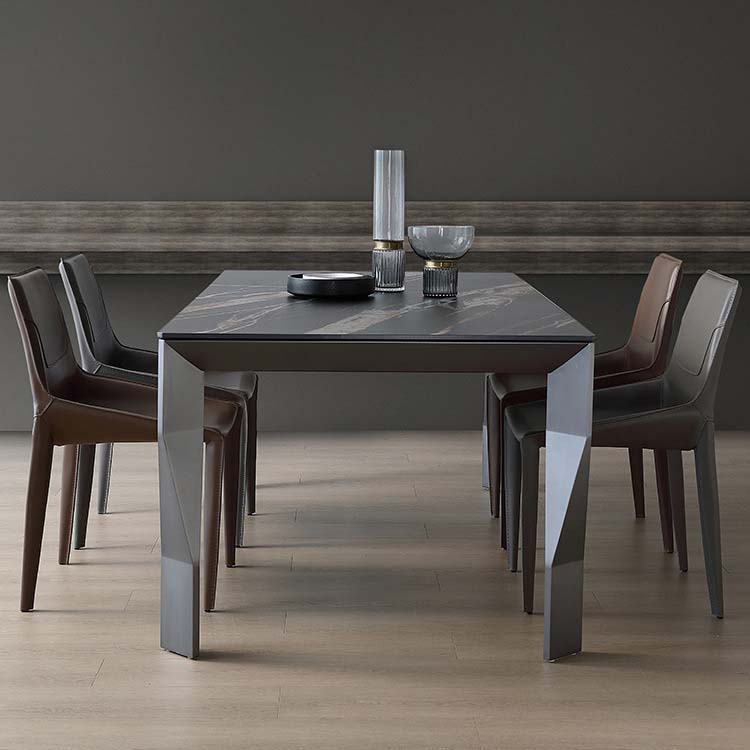 Industrial Dining Table Sintered Stone Rectangle Dining Table for Kitchen 55.1"L x 31.5"W x 29.5"H Without Chairs Clearhalo 'Dining Tables & Seating' 'Dining Tables' 'dining_table' 'furn' 'furn_dining_table' 'Furniture' 'Kitchen & Dining Furniture' 6570124