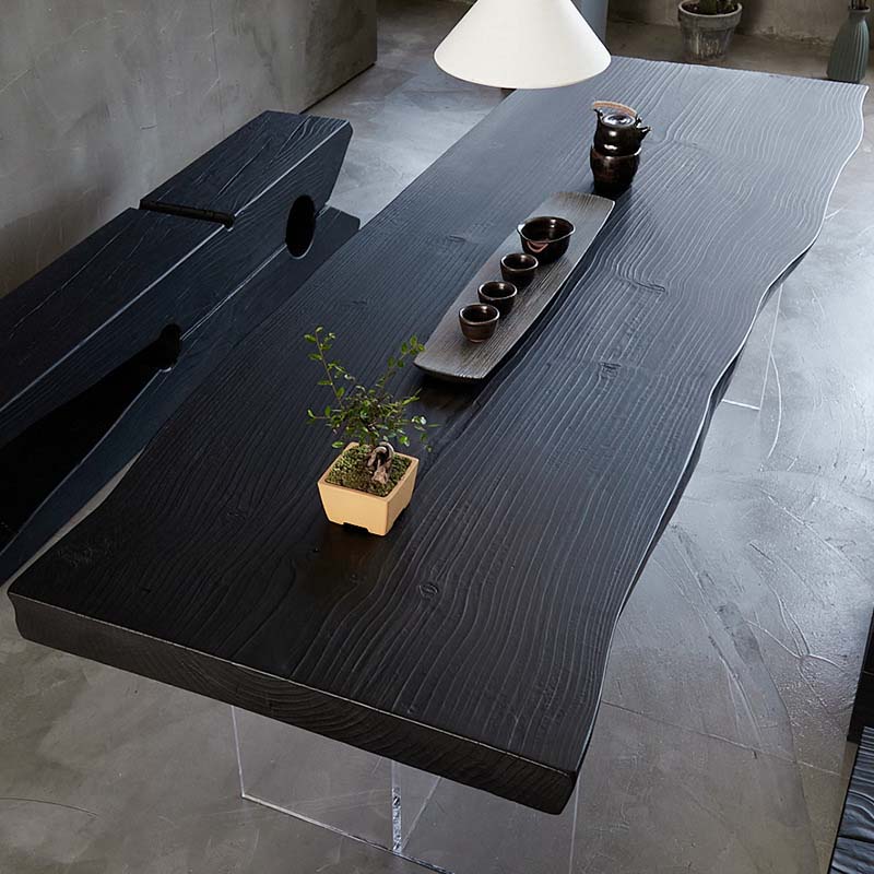 Moderne dubbele voetstuk eettafel houten tafel voor eetkamer