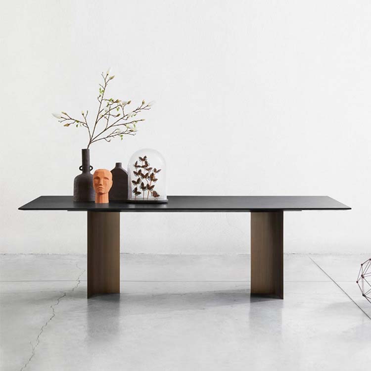 Industrial Style Sintered Stone Dining Table Rectangle Dining Table for Kitchen Black 70.9"L x 31.5"W x 29.5"H Without Chairs Clearhalo 'Dining Tables & Seating' 'Dining Tables' 'dining_table' 'furn' 'furn_dining_table' 'Furniture' 'Kitchen & Dining Furniture' 6570152