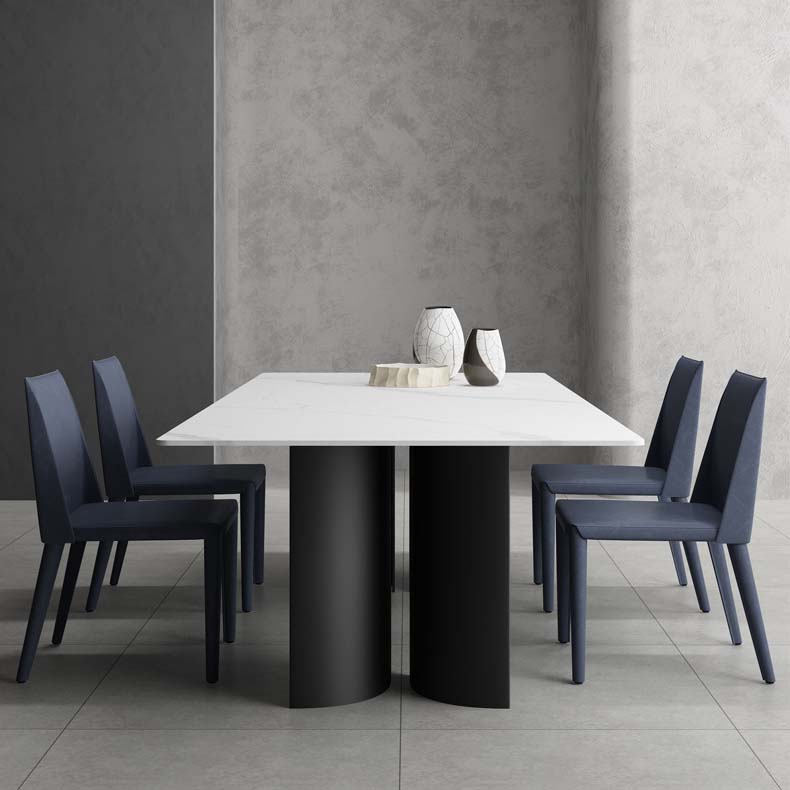 Industrial Style Sintered Stone Dining Table Rectangle Dining Table for Kitchen White 63"L x 31.5"W x 29.5"H Without Chairs Clearhalo 'Dining Tables & Seating' 'Dining Tables' 'dining_table' 'furn' 'furn_dining_table' 'Furniture' 'Kitchen & Dining Furniture' 6570154