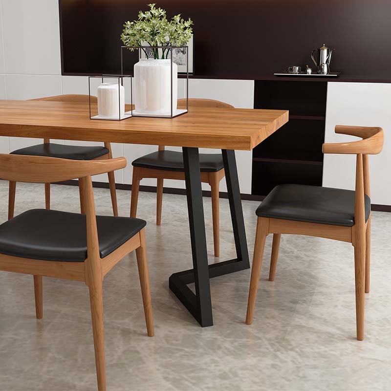 Modern Double Pedestal Dining Table Pine Wood Table for Dining Room Cafe Clearhalo 'Dining Tables & Seating' 'Dining Tables' 'dining_table' 'furn' 'furn_dining_table' 'Furniture' 'Kitchen & Dining Furniture' 6570166