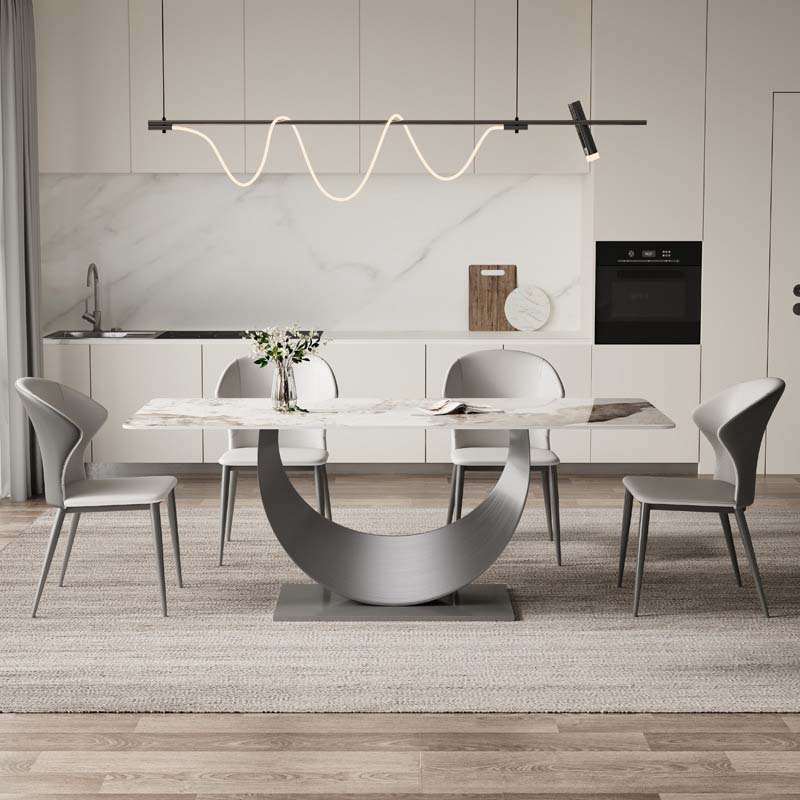 Glam Style Dining Sintered Stone Table Dining Rectangle Table with Metal Legs Black 70.9"L x 31.5"W x 29.5"H Without Chairs Clearhalo 'Dining Tables & Seating' 'Dining Tables' 'dining_table' 'furn' 'furn_dining_table' 'Furniture' 'Kitchen & Dining Furniture' 6570178