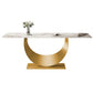 Glam Style Dining Sintered Stone Table Dining Rectangle Table with Metal Legs Gold Without Chairs Clearhalo 'Dining Tables & Seating' 'Dining Tables' 'dining_table' 'furn' 'furn_dining_table' 'Furniture' 'Kitchen & Dining Furniture' 6570179