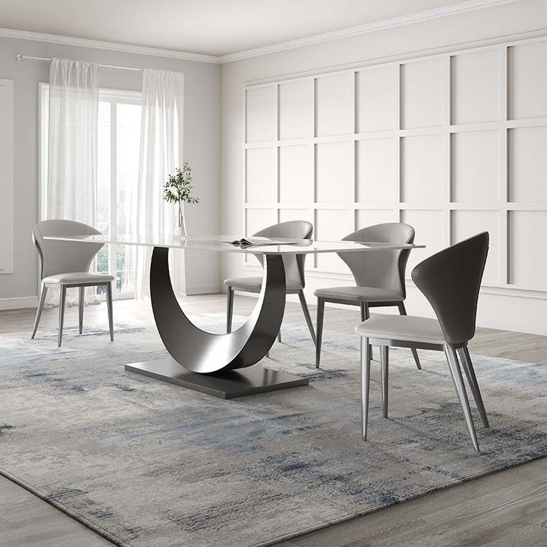 Glam Style Dining Sintered Stone Table Dining Rectangle Table with Metal Legs Black 55.1"L x 31.5"W x 29.5"H Without Chairs Clearhalo 'Dining Tables & Seating' 'Dining Tables' 'dining_table' 'furn' 'furn_dining_table' 'Furniture' 'Kitchen & Dining Furniture' 6570180
