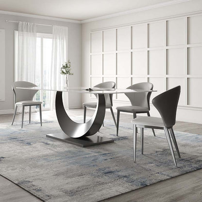 Glam Style Dining Sintered Stone Table Dining Rectangle Table with Metal Legs Black 55.1"L x 31.5"W x 29.5"H Without Chairs Clearhalo 'Dining Tables & Seating' 'Dining Tables' 'dining_table' 'furn' 'furn_dining_table' 'Furniture' 'Kitchen & Dining Furniture' 6570180