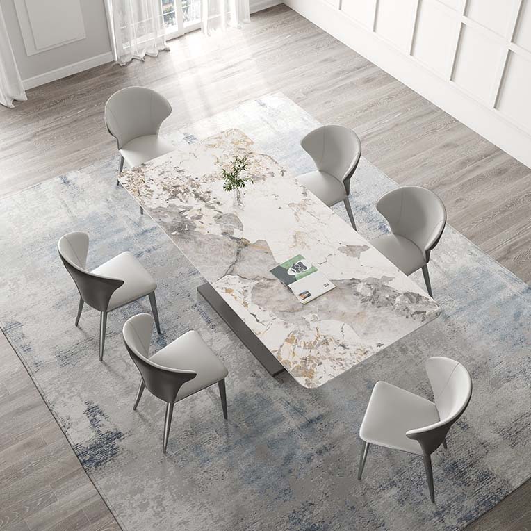 Glam Style Dining Sintered Stone Table Dining Rectangle Table with Metal Legs Black 63"L x 31.5"W x 29.5"H Without Chairs Clearhalo 'Dining Tables & Seating' 'Dining Tables' 'dining_table' 'furn' 'furn_dining_table' 'Furniture' 'Kitchen & Dining Furniture' 6570181