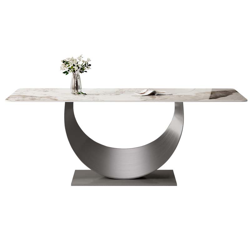 Glam Style Dining Sintered Stone Table Dining Rectangle Table with Metal Legs Clearhalo 'Dining Tables & Seating' 'Dining Tables' 'dining_table' 'furn' 'furn_dining_table' 'Furniture' 'Kitchen & Dining Furniture' 6570183