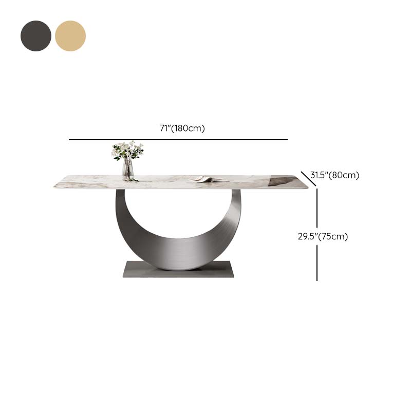 Glam Style Dining Sintered Stone Table Dining Rectangle Table with Metal Legs Clearhalo 'Dining Tables & Seating' 'Dining Tables' 'dining_table' 'furn' 'furn_dining_table' 'Furniture' 'Kitchen & Dining Furniture' 6570189