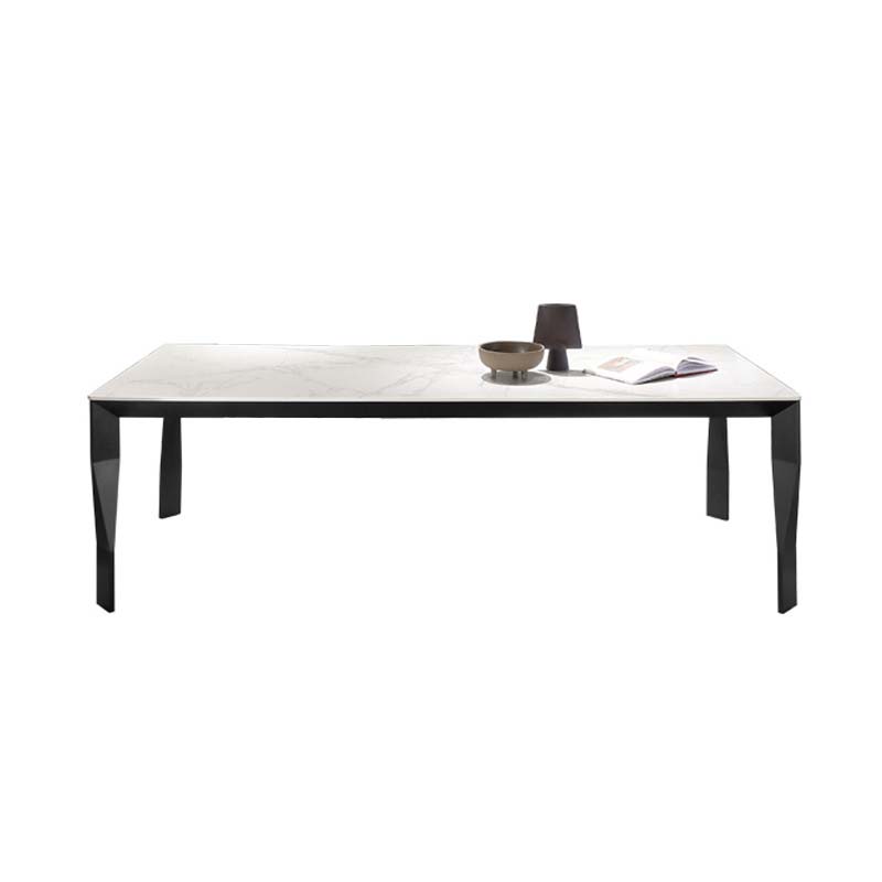 Industrial Style Dining Sintered Stone Table Dining Rectangle Table with Metal Legs White Without Chairs Clearhalo 'Dining Tables & Seating' 'Dining Tables' 'dining_table' 'furn' 'furn_dining_table' 'Furniture' 'Kitchen & Dining Furniture' 6570194