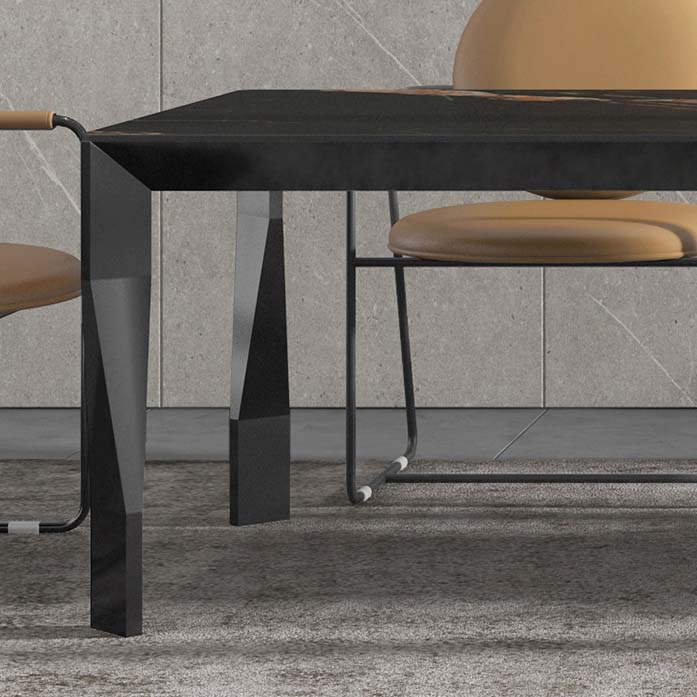 Industrial Style Dining Sintered Stone Table Dining Rectangle Table with Metal Legs Clearhalo 'Dining Tables & Seating' 'Dining Tables' 'dining_table' 'furn' 'furn_dining_table' 'Furniture' 'Kitchen & Dining Furniture' 6570195