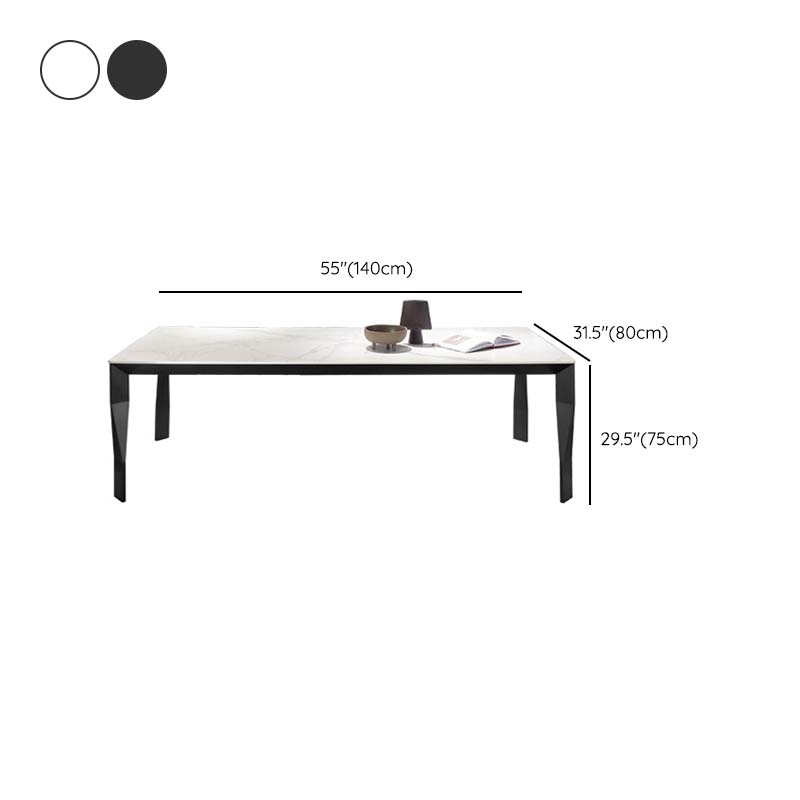 Industrial Style Dining Sintered Stone Table Dining Rectangle Table with Metal Legs Clearhalo 'Dining Tables & Seating' 'Dining Tables' 'dining_table' 'furn' 'furn_dining_table' 'Furniture' 'Kitchen & Dining Furniture' 6570199