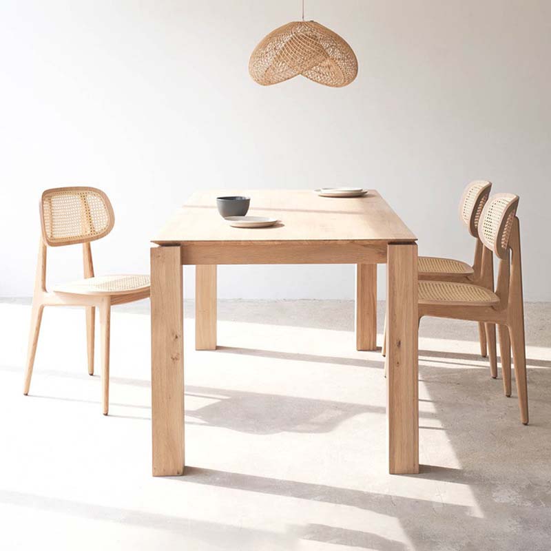 Moderne eettafel met 4 poten, grenenhouten tafel voor eetkamer