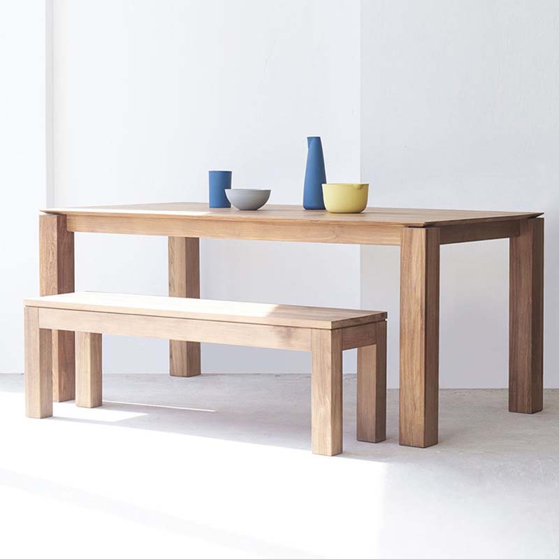 Moderne eettafel met 4 poten, grenenhouten tafel voor eetkamer